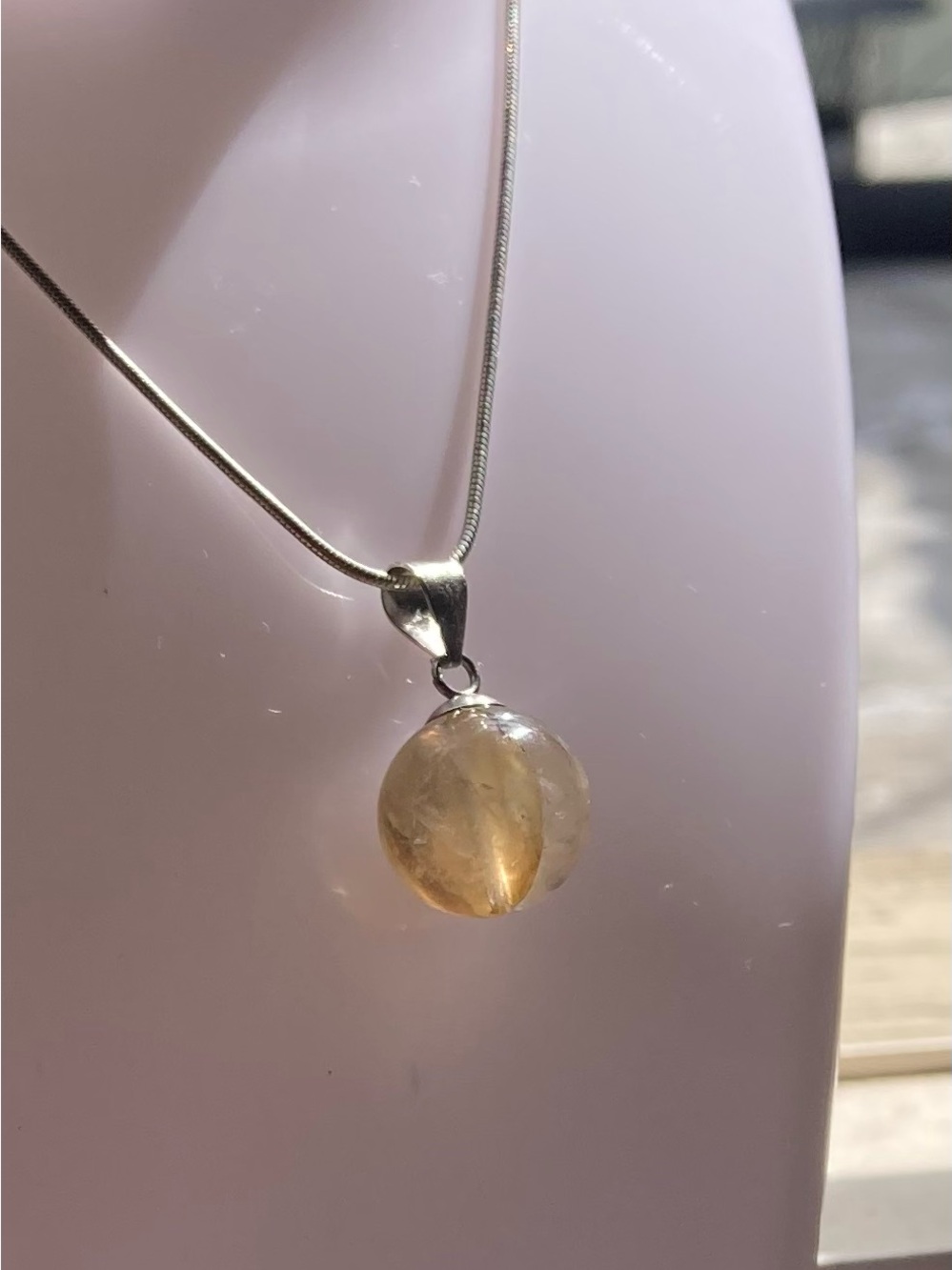 Golden Yellow Crystal Sphere Pendant | Natural Inclusion Pendant | Pendant Only